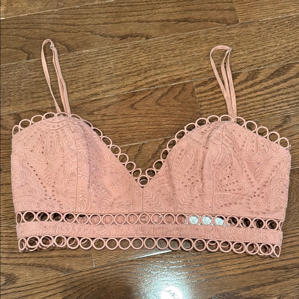 Zimmermann Pink Eyelet Lace Bralette